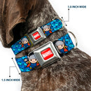 MARVEL UNIVERSE MARVEL Full Color Red White Seatbelt Buckle Collar - Kawaii Thor Poses/Hammer Monogram Blues