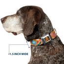 Avengers A Logo Full Color Black/Orange Seatbelt Buckle Collar - Marvel 9-Avengers Halloween Jack-O-Lantern Pumpkin Icons Scattered Orange