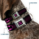 Batman Shield Full Color Black/Hot Pink Seatbelt Buckle Collar - Batman Shield/Chainlink Black/Hot Pink