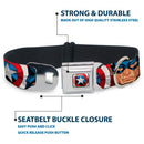 Captain America Shield2 CLOSE-UP Full Color Seatbelt Buckle Collar - Captain America Face Turns/Shield CLOSE-UP