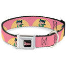 THE APOTHECARY DIARIES Title Logo Full Color Black/Red/White Seatbelt Buckle Collar - The Apothecary Diaries Chibi Maomao Cat Pose Pink/Yellow