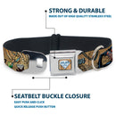 Catwoman Diamond Full Color Tans Seatbelt Buckle Collar - CATWOMAN-NINE LIVES OF A FELINE FATALE Pose2/Jewelry/Black Cat Tans