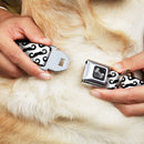 Dog Bone Seatbelt Buckle Collar - Diagonal Handlebar Mustaches White/Black