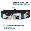 Dog Bone Seatbelt Buckle Collar - Geometric Triangle Blocks Multi Color