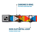 Dog Bone Seatbelt Buckle Collar - Geometric Triangle Blocks Multi Color