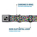 Dog Bone Seatbelt Buckle Collar - Leopard White/Multi Color