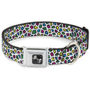 Dog Bone Seatbelt Buckle Collar - Leopard White/Multi Color
