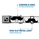 Dog Bone Seatbelt Buckle Collar - Mustaches White/Black