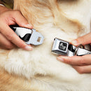 Dog Bone Seatbelt Buckle Collar - Mustaches White/Black