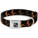 Dog Bone Seatbelt Buckle Collar - Mud Flap Girl Repeat Black/Orange Fade