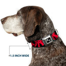 Dog Bone Seatbelt Buckle Collar - Peace Dots Black/Fuchsia