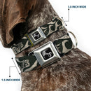 Dog Bone Seatbelt Buckle Collar - BD AUTHENTIC SEATBELT BELT SINCE 1993 Flames Olive/Tan