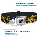 Dog Bone Seatbelt Buckle Collar - BD Logo Scattered Black/Yellow