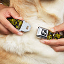 Dog Bone Seatbelt Buckle Collar - BD Logo Scattered Black/Yellow