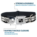 Dog Bone Seatbelt Buckle Collar - BD Monogram2 White/Black