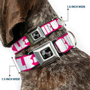 Dog Bone Seatbelt Buckle Collar - BUCKLE-DOWN Shapes Hot Pink/White