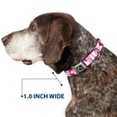 Dog Bone Seatbelt Buckle Collar - BUCKLE-DOWN Shapes Hot Pink/White
