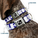 Dog Bone Seatbelt Buckle Collar - BUCKLE-DOWN Shapes Blue/White