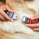 Dog Bone Seatbelt Buckle Collar - BUCKLE-DOWN Shapes Red/Dot Turquoise/White