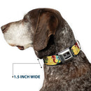 DC LEAGUE OF SUPER-PETS Logo Full Color Black/White Seatbelt Buckle Collar - DC LEAGUE OF SUPER-PETS 6-Superhero Pet Poses Collage Yellows
