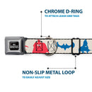 DC LEAGUE OF SUPER-PETS Logo Full Color Black/White Seatbelt Buckle Collar - DC League of Super-Pets Superhero with Pets and Logos Silhouette White/Multi Color