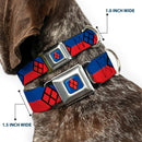 Harley Quinn Diamond Full Color Blue/Black/Red Seatbelt Buckle Collar - Harley Quinn Diamond/Stripe Red/Blue