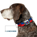 Harley Quinn Diamond Full Color Blue/Black/Red Seatbelt Buckle Collar - Harley Quinn Diamond/Stripe Red/Blue
