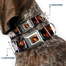 X-Men Gambit Face Close-Up Full Color Seatbelt Buckle Collar - X-Men Gambit Cards 4-Pose Blocks