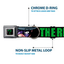 Riddler "?" Black/Green Seatbelt Buckle Collar - THE RIDDLER/Face CLOSE-UP Black/Green