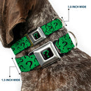 Riddler "?" Black/Green Seatbelt Buckle Collar - Question Mark Scattered3 Dark Green/Black