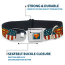 Superman Shield Full Color Americana Blue Seatbelt Buckle Collar - Superman Shield Americana Red/White/Blue/Yellow