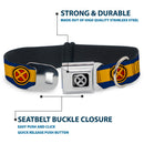 X-Men Icon Black/Silver Gradient Seatbelt Buckle Collar - X-Men Cyclops Utility Strap Blue/Gold/Black/Red