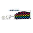 Dog Leash - Checker Black/Neon Rainbow