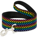 Dog Leash - Checker Black/Neon Rainbow