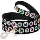 Dog Leash - Eyeballs Black/Multi Color
