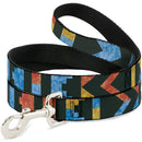 Dog Leash - Geometric8 Charcoal/Orange/Gold/Blue