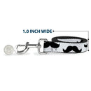 Dog Leash - Mustaches White/Black