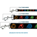 Dog Leash - Marvel Avengers Superhero Logos Black/Multi Color