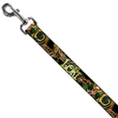 Dog Leash - LOKI Poses Black/Gold/Green