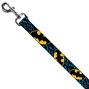 Dog Leash - Bat Signals Stacked w/CLOSE-UP Blue/Black/Yellow