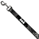 Dog Leash - BATMAN w/Bat Signals & Flying Bats Black/White