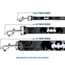 Dog Leash - BATMAN w/Bat Signals & Flying Bats Black/White