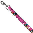 Dog Leash - BATGIRL Bubble Letters w/Stars Pink/White