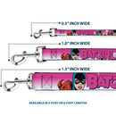 Dog Leash - BATGIRL Bubble Letters w/Stars Pink/White