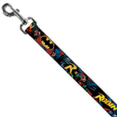 Dog Leash - Batman & Robin in Action w/Text Burgundy