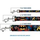 Dog Leash - Batman & Robin in Action w/Text Burgundy