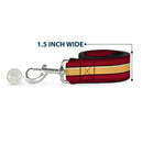 Dog Leash - The Flash Stripe Burgundy/Gold