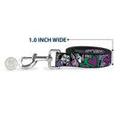 Dog Leash - Joker Face/Logo/Spades Black/White/Purple