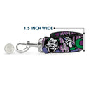 Dog Leash - Joker Face/Logo/Spades Black/White/Purple
