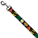 Dog Leash - Justice League Superhero Logos CLOSE-UP Black